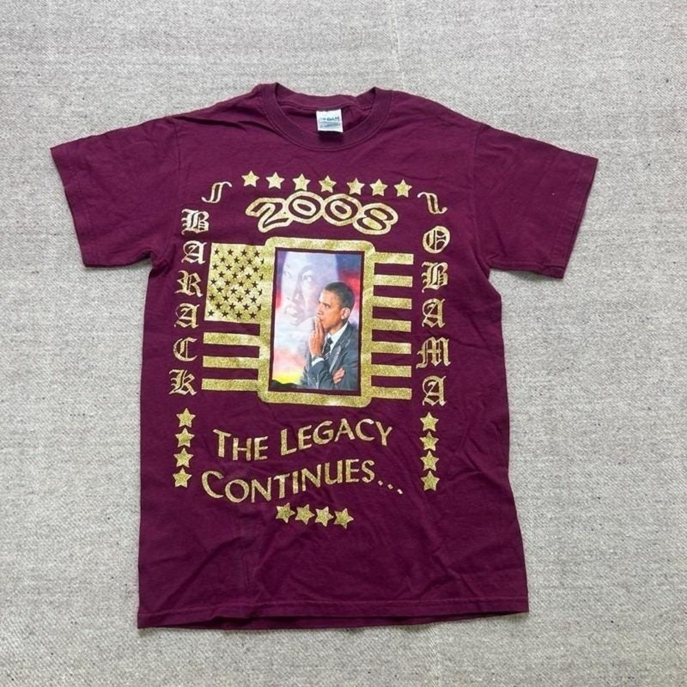 Vintage Barack Obama Shirt Mens Small Red 2008